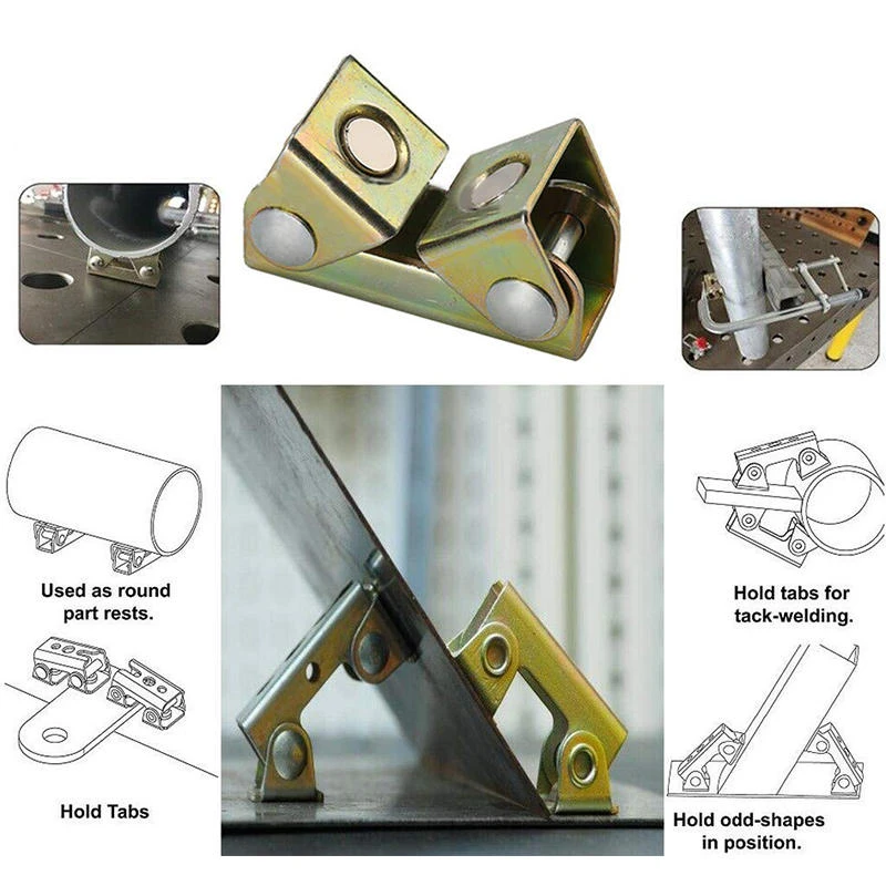 V-Type Welding Magnet Clamp Holder - Adjustable V Pads Fixture Kit - Image 4