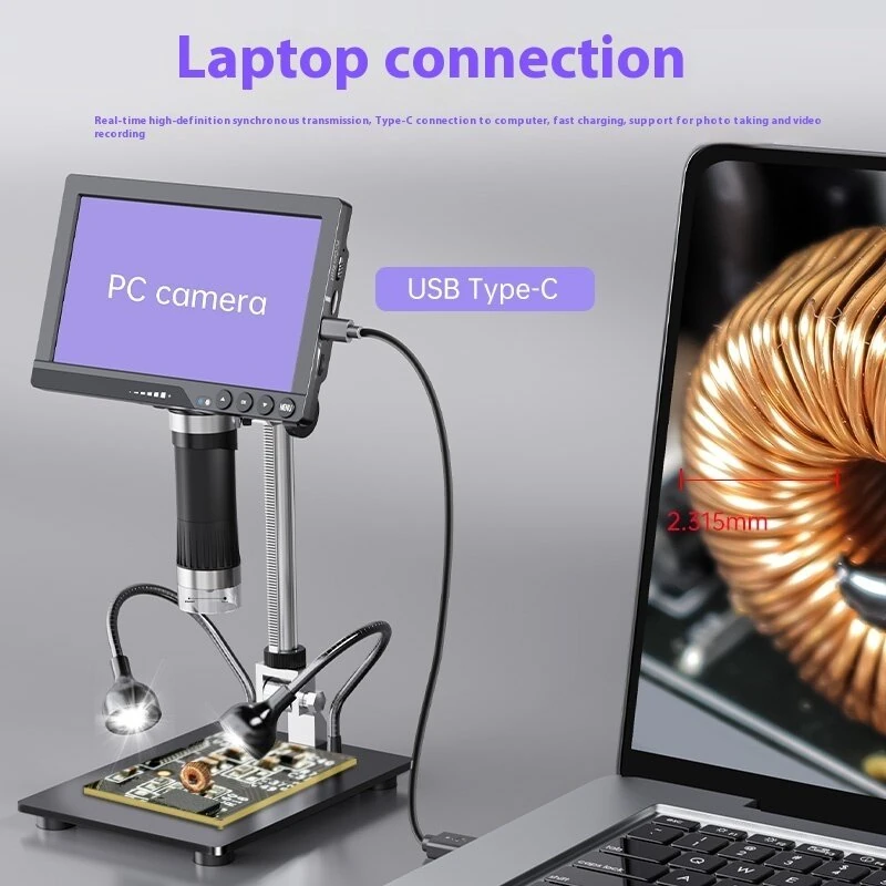 PM070 7 Inch Digital Microscope | IPS Screen, LED Lights, Type-C USB - Image 4