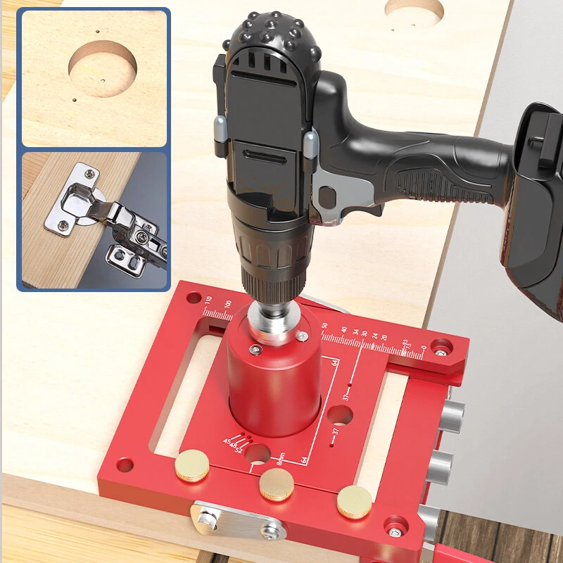 ENJOYWOOD 3-in-1 Hinge Punch Kit with Clamp & Drill Bits | Portable Woodworking Jig - Image 4