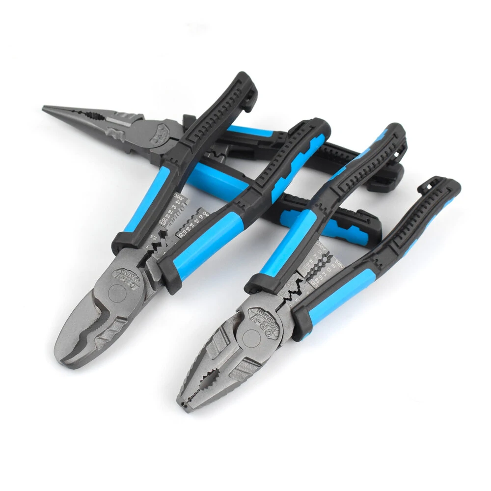 NEWACALOX Pliers Set - Wire Crimping Stripper Cutters & Long Nose Multi-Tool - Image 2
