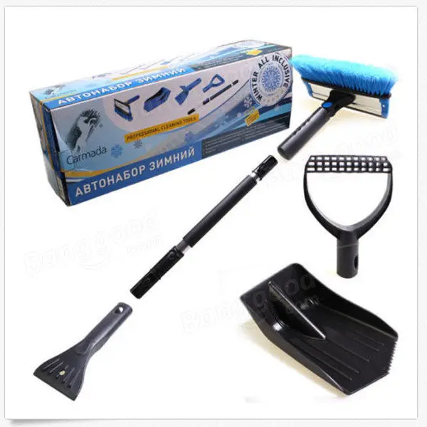 Ice Snow Scraper & Brush - Retractable Windshield Scraper with Shovel - Black - Image 2