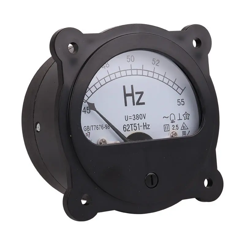 Black Analog Frequency Voltmeter - 62T51 45-55 Hz AC 220V/380V Panel Meter - Image 3