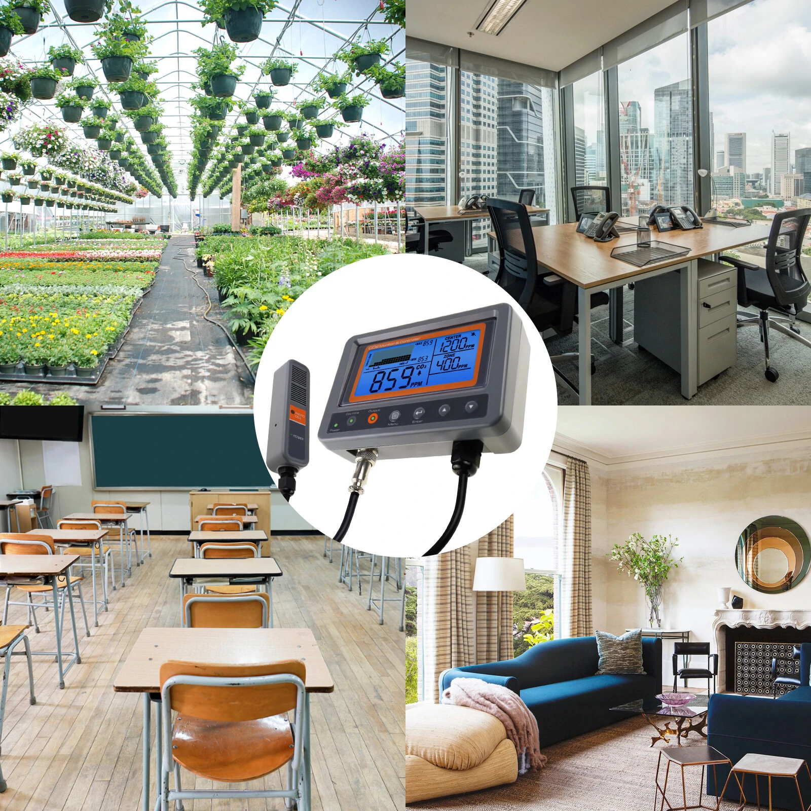 CO2 Controller - Wall-Mounted Air Quality Monitor with NDIR Sensor & Relay for Greenhouse Home Office - Image 4