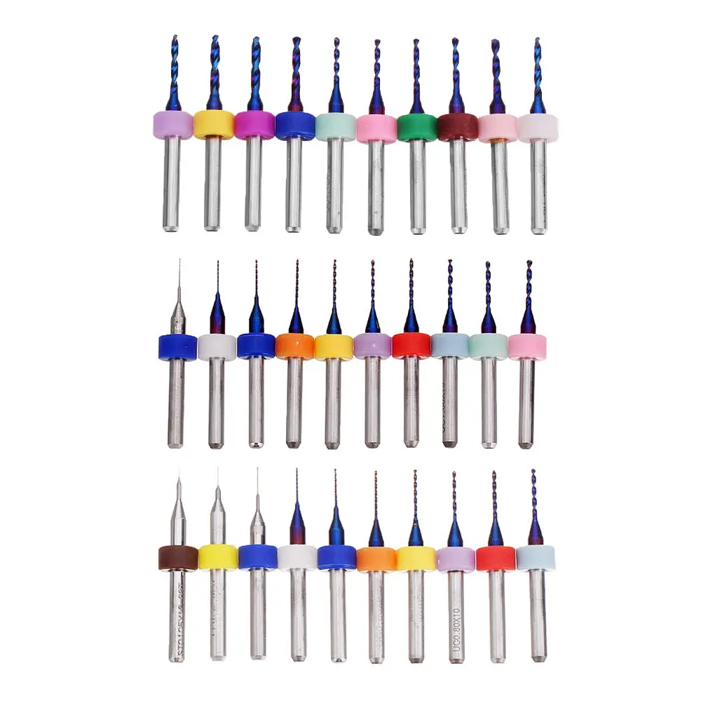 Drillpro 10pcs 0.1-2mm Blue NACO Coating PCB Drill Bit Set | CNC Circuit Board - Image 2