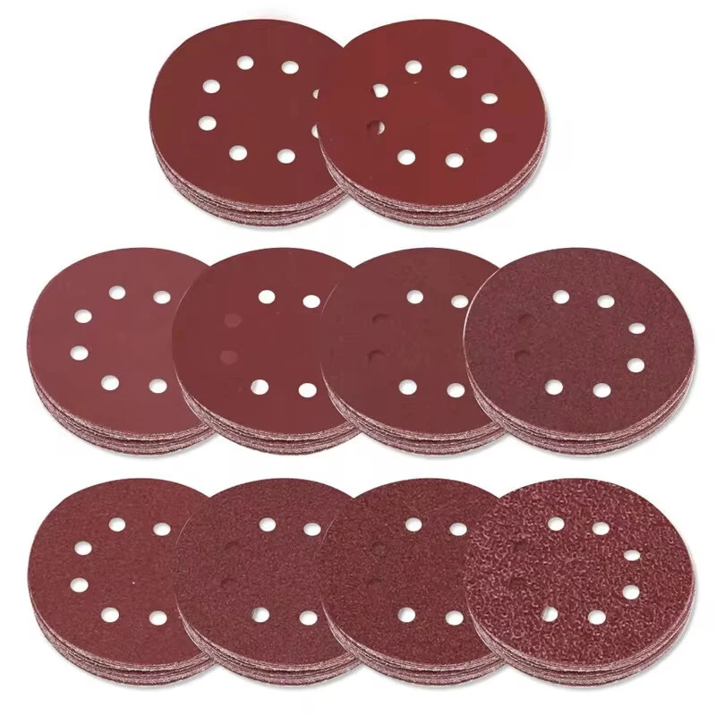 5 Inch 125mm Round Sandpaper Discs - 8 Hole Hook & Loop | 10 Grits #60-600 for Wood Metal Polishing & Rust Removal - Image 3