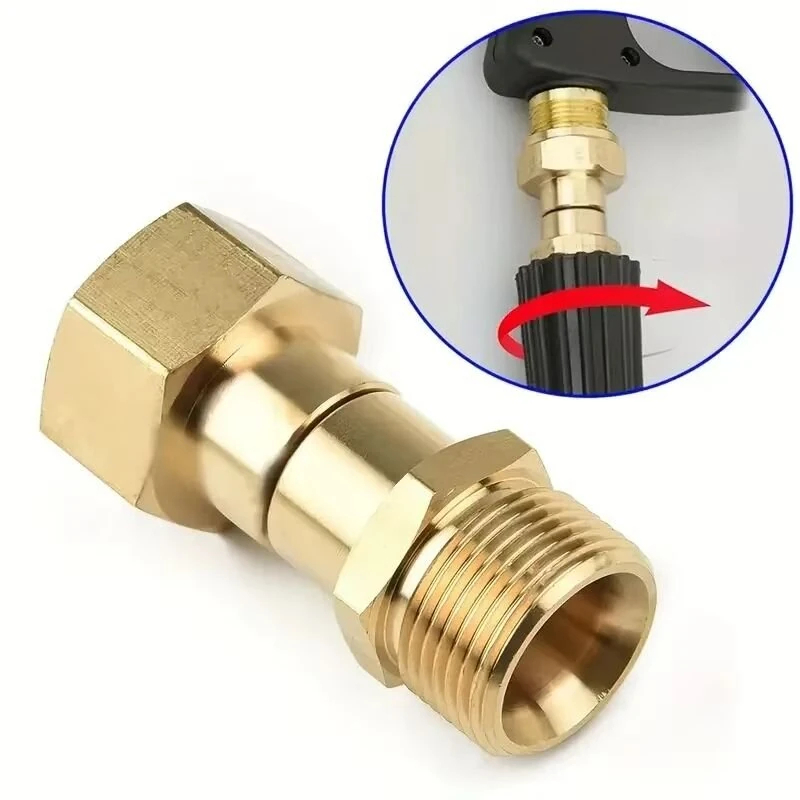 360 Degree M22 Pressure Washer Attachment | Brass Swivel Connector Anti-Kink Tool - Image 5