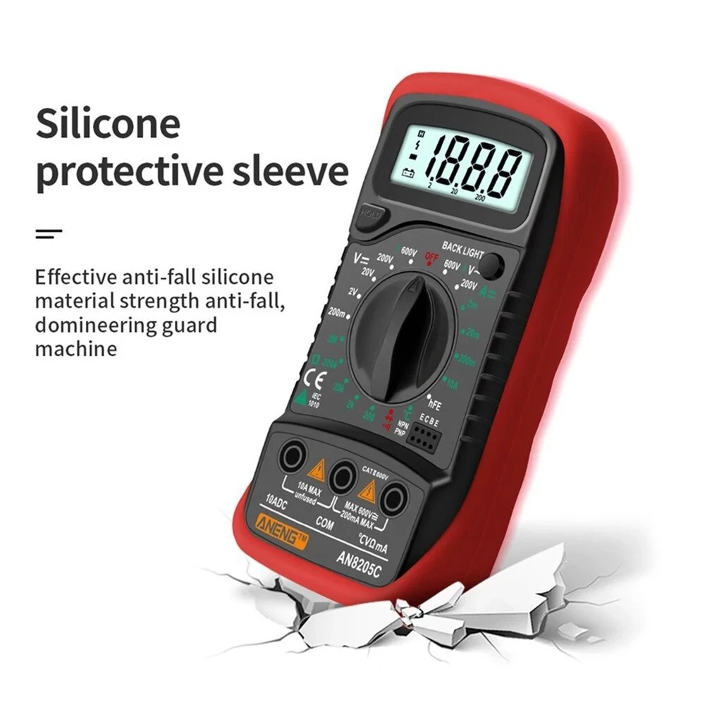 ANENG AN8205C Digital Multimeter - AC/DC Volt Ohm Tester with Thermocouple & Backlight - Image 4