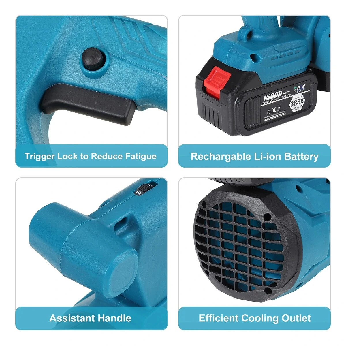 VIOLEWORKS Cordless Electric Air Blower | 18V Battery, 6 Speeds, Handheld Leaf & Dust Blower - Image 2