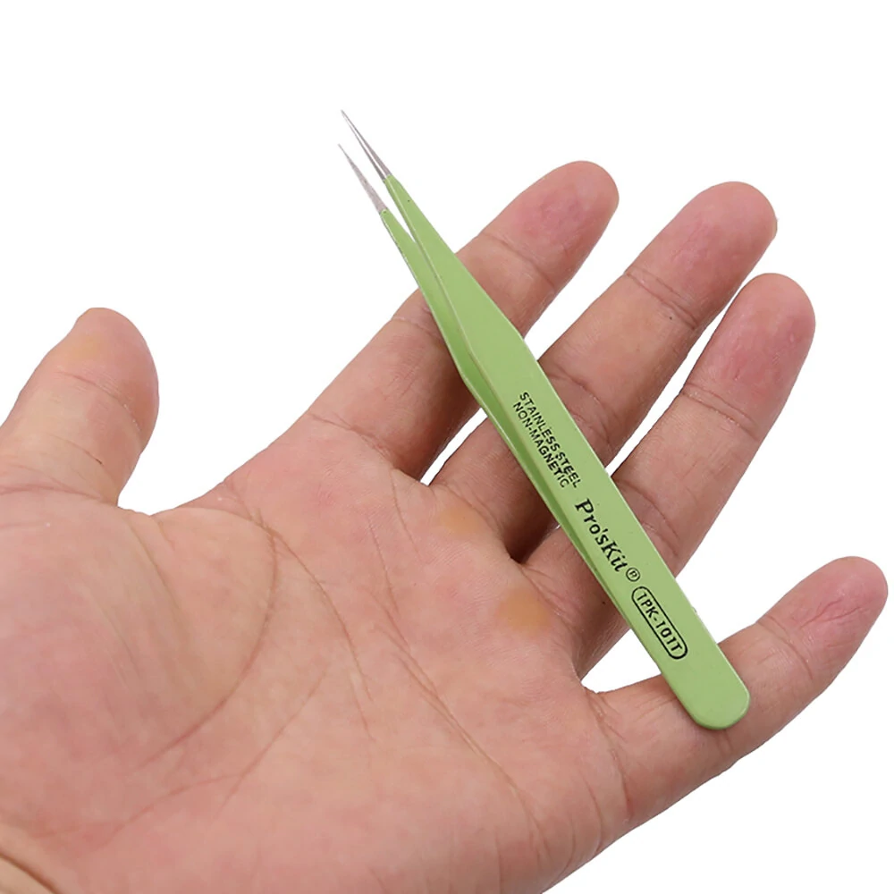 1PK-101T Anti-Static Insulated Tweezers - 120mm Straight Round Tip for Soldering - Image 3