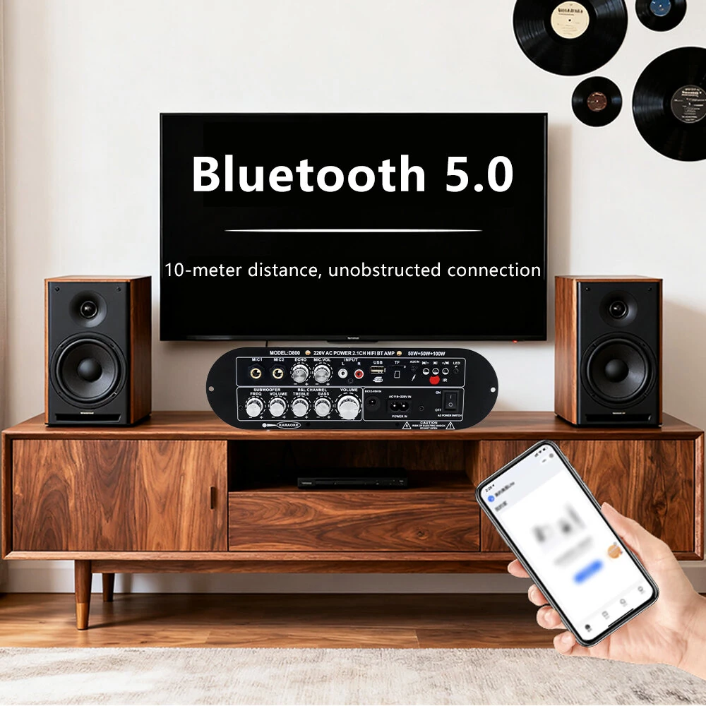 D900 2.1 Channel Bluetooth Amplifier Board - 50W Subwoofer 100W HiFi | AUX USB TF - Image 3