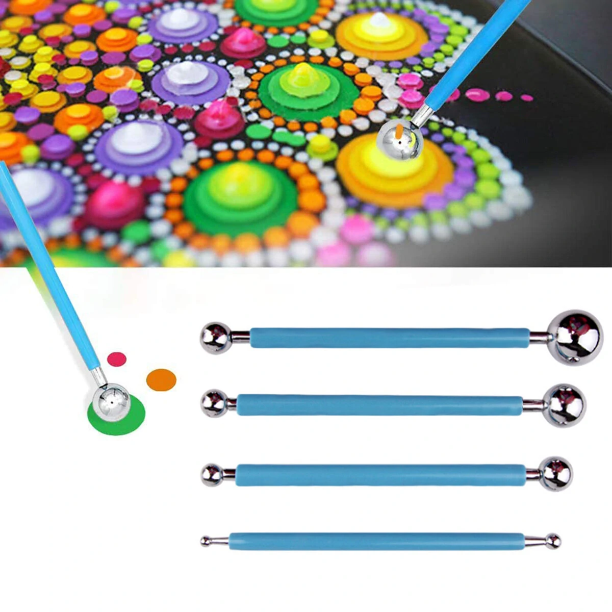 26Pcs Mandala Dotting Tools Set for Rock Painting - Stone Art Pen & Polka Dot Template Kit - Image 2