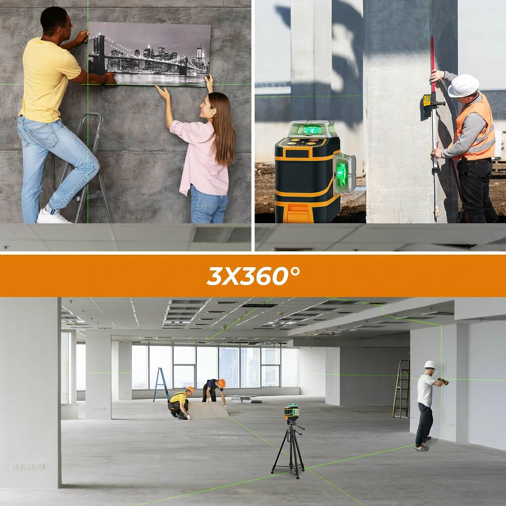 CIGMAN CM-801 3x360° 3D Laser Level with Remote Control - Dual 2600mAh Batteries & Magnetic Mount - Image 2