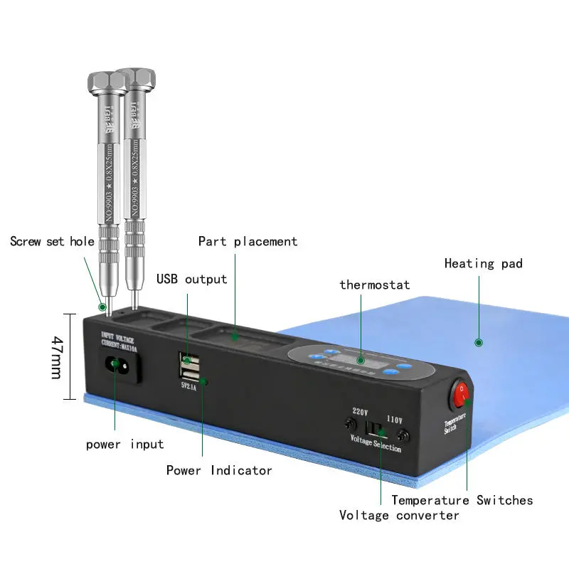 BEST BET-928 LCD Phone Tablet Screen Separator - 110V/220V Adjustable Temperature 30-220°C with Silicone Pad - Image 5