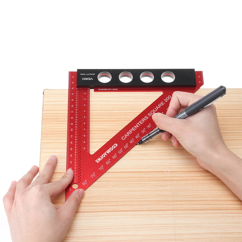 ENJOYWOOD 200mm Aluminum Alloy Carpenter Square - Woodworking Triangle Ruler - Image 2