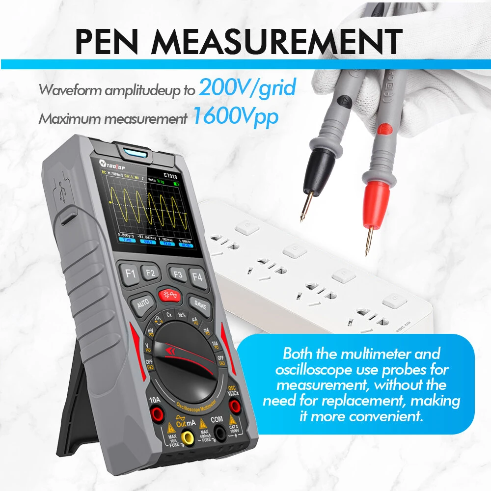 ET928 3-in-1 Digital Oscilloscope Multimeter Signal Generator | 50Msps, 320x240 Display | Portable Professional Tool - Image 4