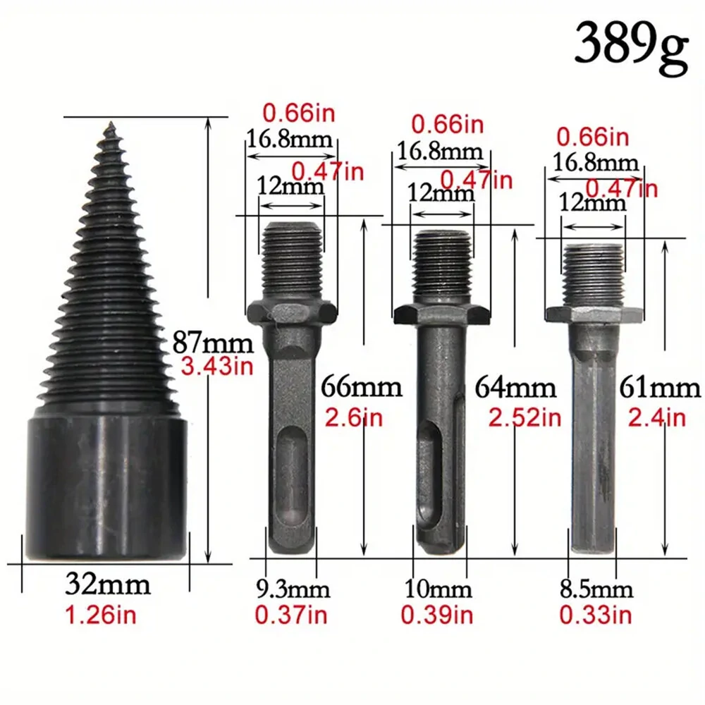 4PCS 32mm Black Firewood Drill Bit - For Hand & Electric Drill | Replaceable Handle - Image 5