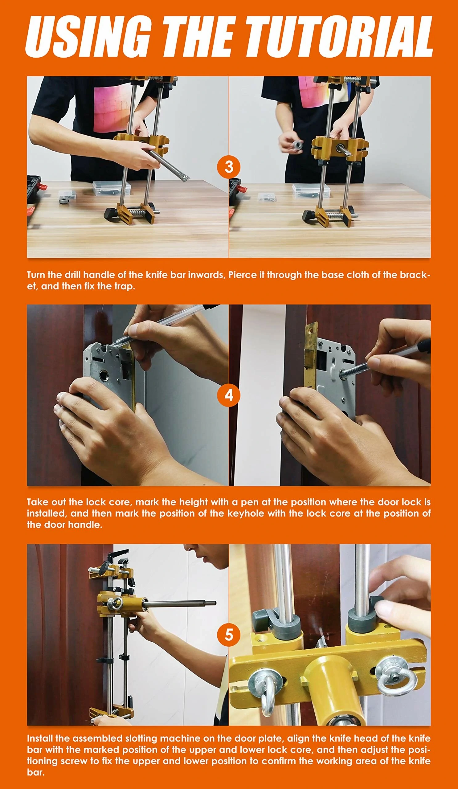 Door Lock Hole Opener Kit - Mortising Machine & Jig for Wooden Doors - Image 5