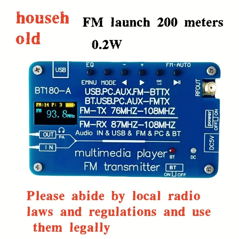 BT180 Bluetooth 5.3 Transmitter Receiver | FM Radio USB Audio Decoder | 2800mAh Battery - Image 4