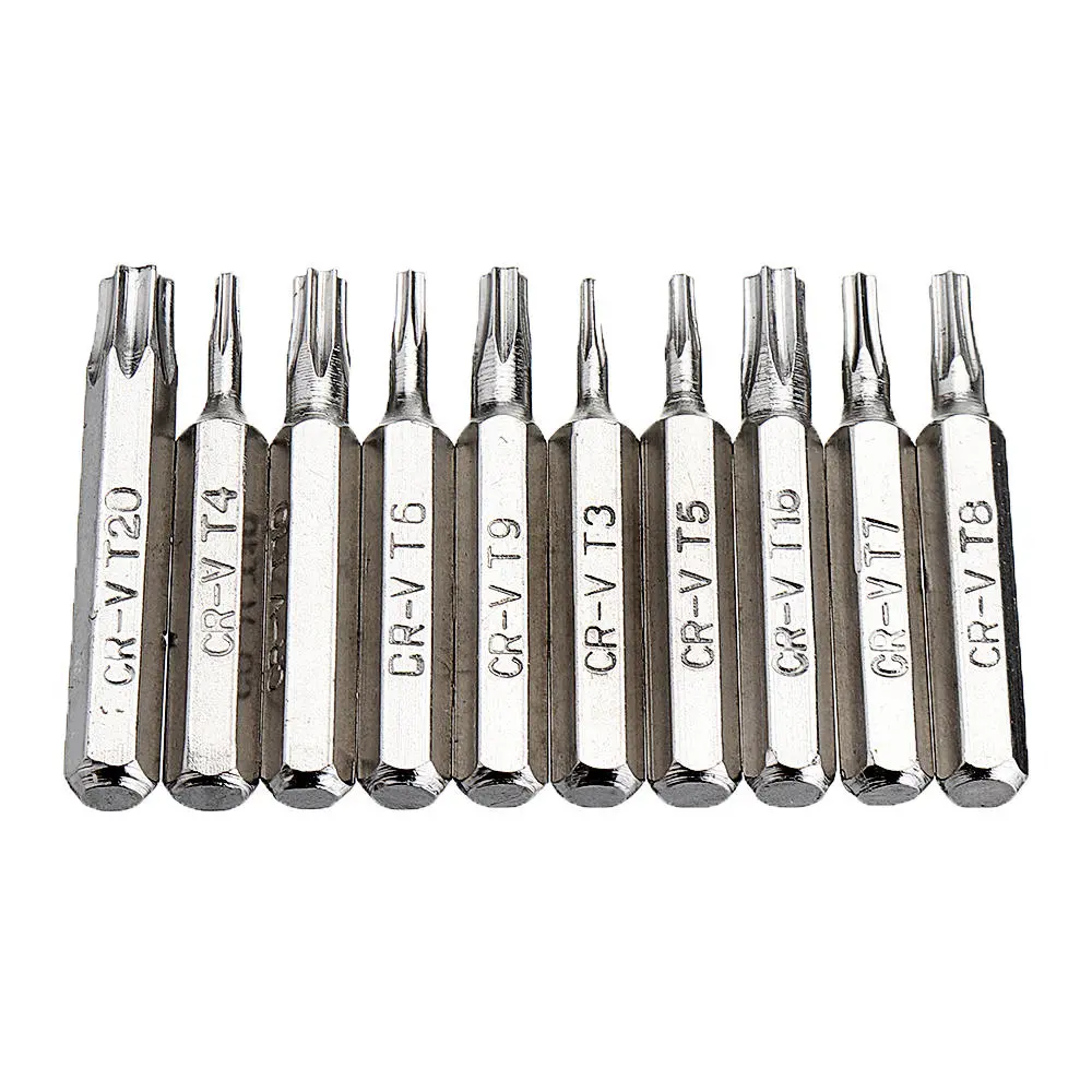 Drillpro 10pcs 4mm CR-V Screwdriver Bit Set | Torx & Slotted | Phone Repair Kit - Image 3