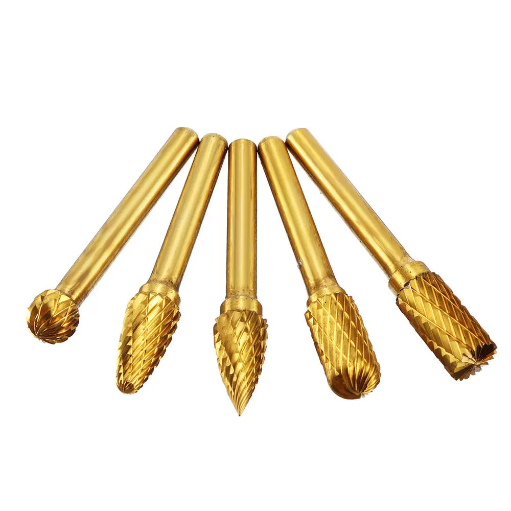 5pcs 6x10mm Tungsten Steel Drill Bit Titanium Coated Titanium Coated Burrs Tool - Image 5