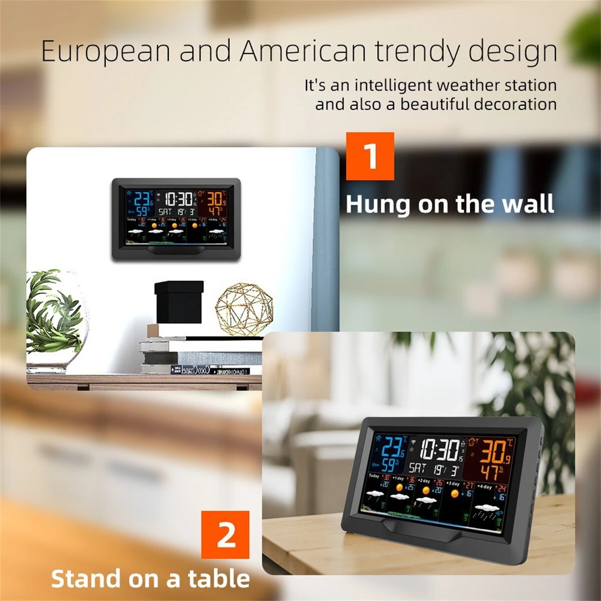 FJ3390TY-A WiFi Weather Clock | Color Screen, Temp & Humidity Alarm Clock - Image 4