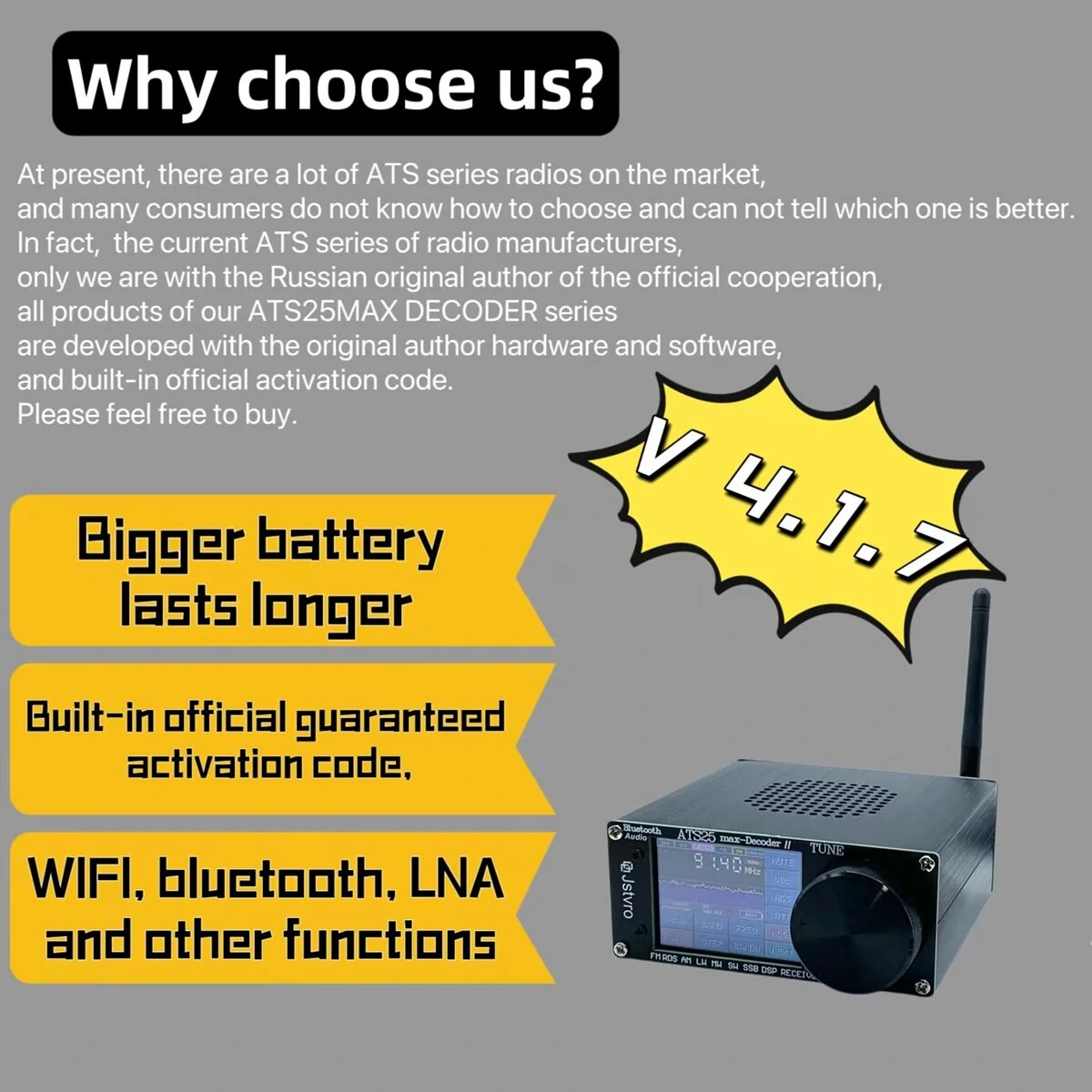 ATS25 Max Decoder | Upgraded Bluetooth Radio with 4000mAh Battery - Advanced Audio Scanning & Morse Code Decoder - Image 3