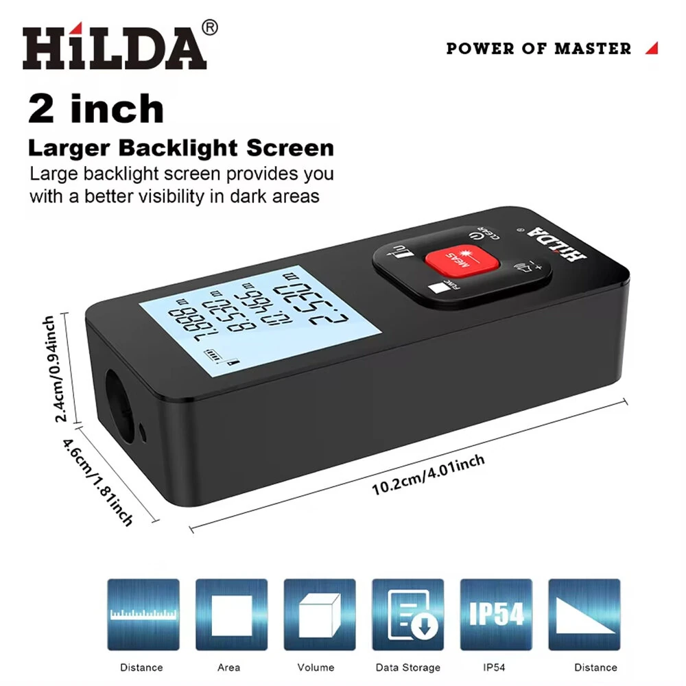 HILDA Laser Distance Meter 100m | ±2mm High Precision | LCD Backlight & Type-C - Image 4