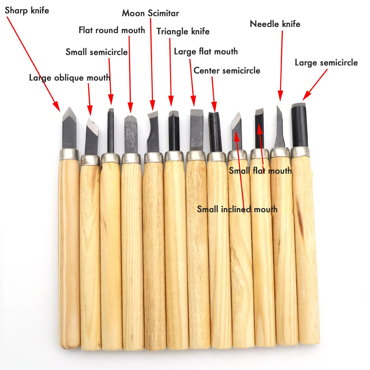 12Pcs Wood Carving Tool Kit - Wood Gouge Chisel Knife Set for Hand Engraving & DIY - Image 3