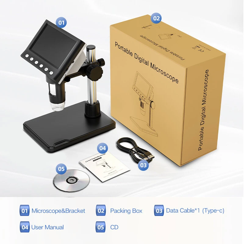 DM7 Digital Microscope - 4.3 Inch Screen | 50X-1000X Magnification & 1080P - Image 5