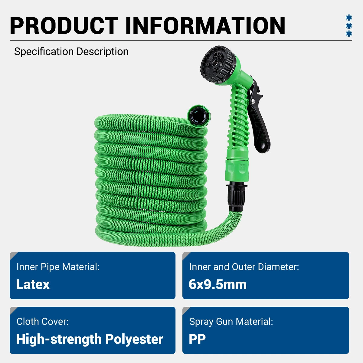 Drillpro LYF-1023 High-Pressure Expandable Water Pipe | 6x9.5mm Latex Polyester | 1/2 3/4 Quick Connectors - Image 4
