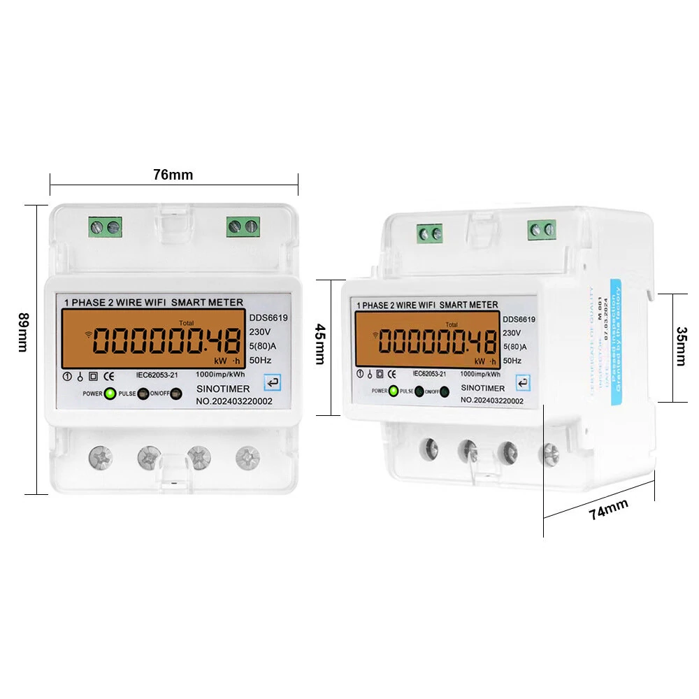 Smart Energy Meter WiFi - 220V 100A kWh Consumption Monitor | DIN Rail Wattmeter - Image 4