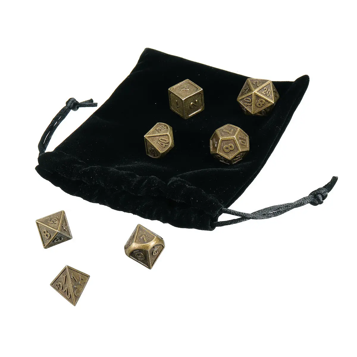 7pcs Embossed Metal RPG Multisided Dices Set - 7 Sides - EDC Gadget | Heavy Duty Bag - Image 4