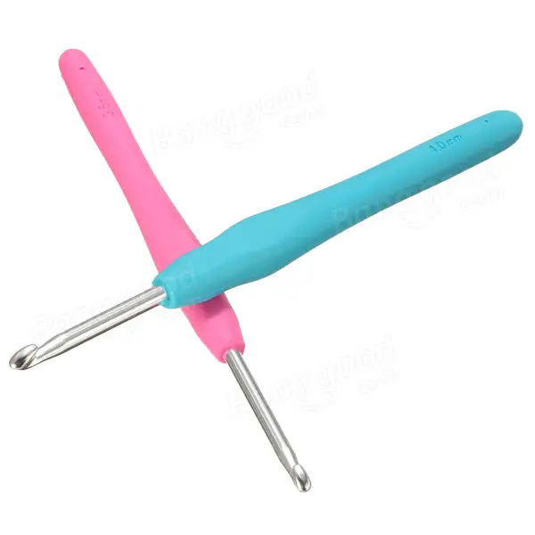 Multicolor Aluminum Weave Crochet Hooks - 11pcs Soft Plastic Handle Knitting Needles - Image 4
