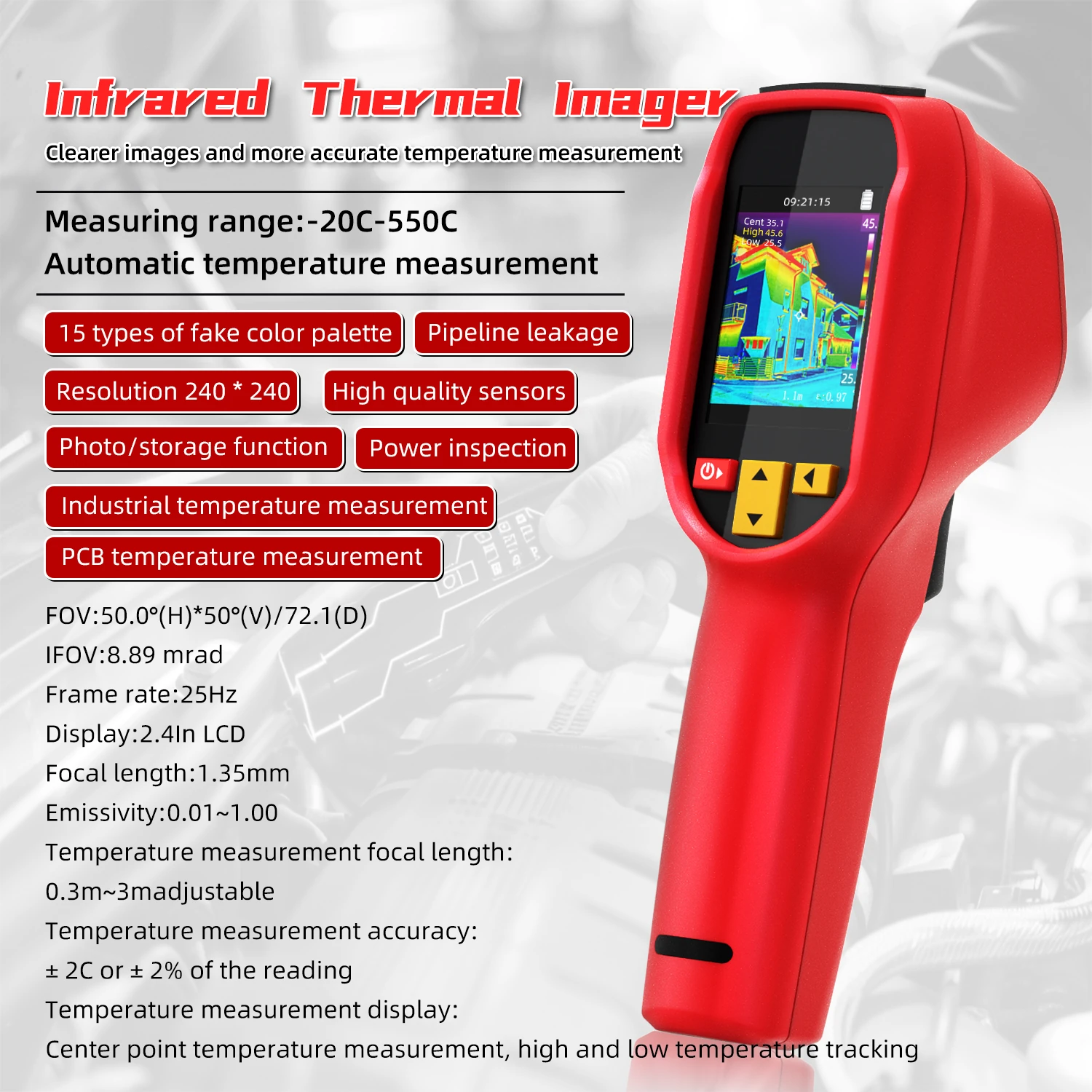 BSIDE HX1 Thermal Imager | 240x240 IR Camera, 2.4 LCD, -20°C to 550°C, USB-C - Image 3