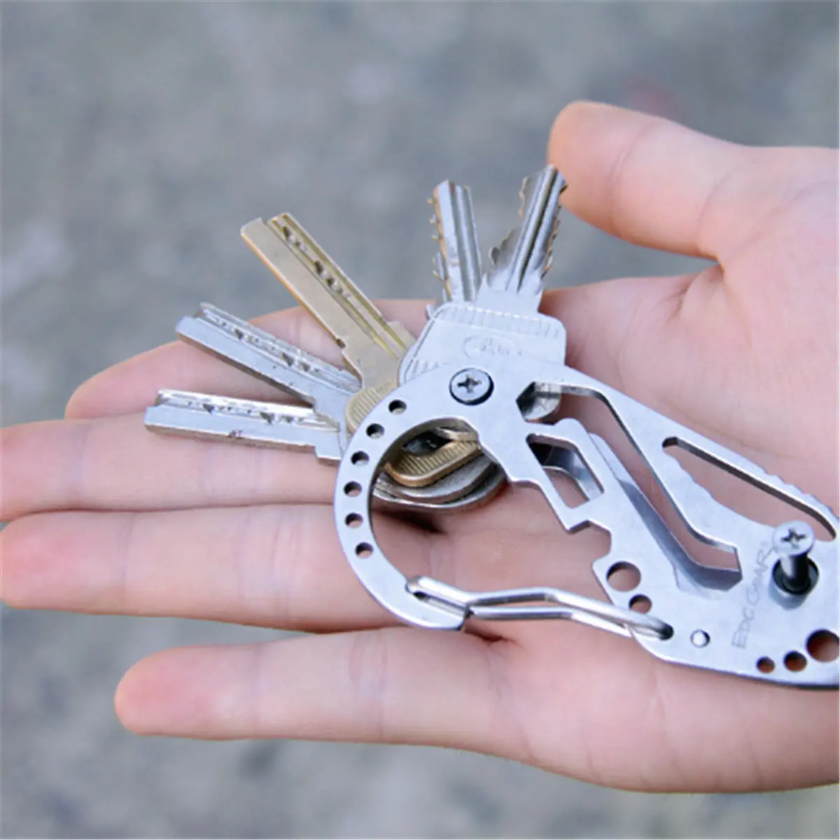 Multifunctional Tool - Stainless Steel Carabiner Wrench Key Holder EDC Outdoor Tool - Image 2