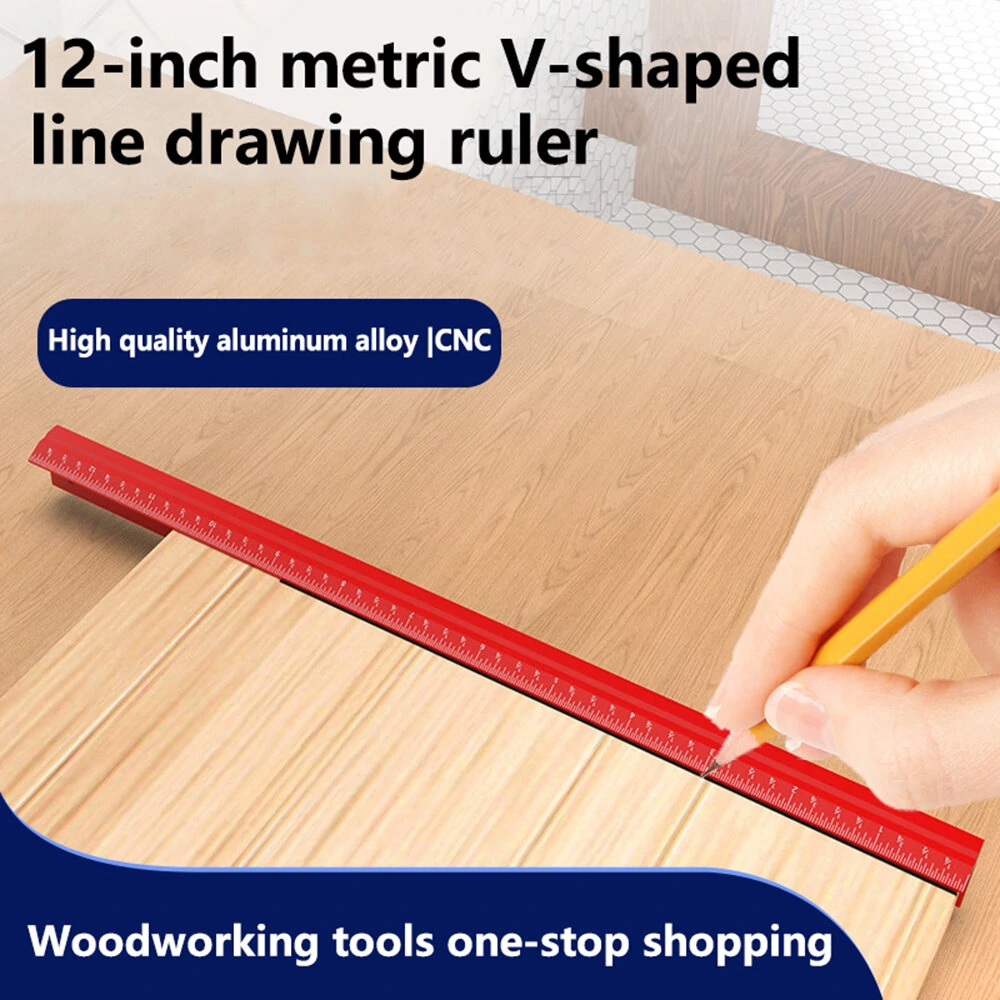 V Shape Marking Ruler - Double-Sided Aluminum Alloy CNC Precision Tool - Image 2