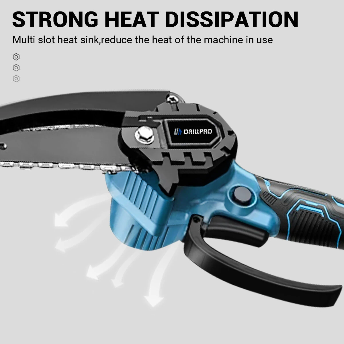 Drillpro 6 Inch Mini Cordless Chainsaw | Ultra-Light & Safe | Garden Pruning Tool - Image 4