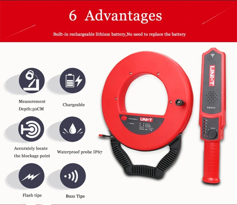 UNI-T UT661B Wall Pipeline Blockage Locator | 30m Range Rechargeable - Image 2