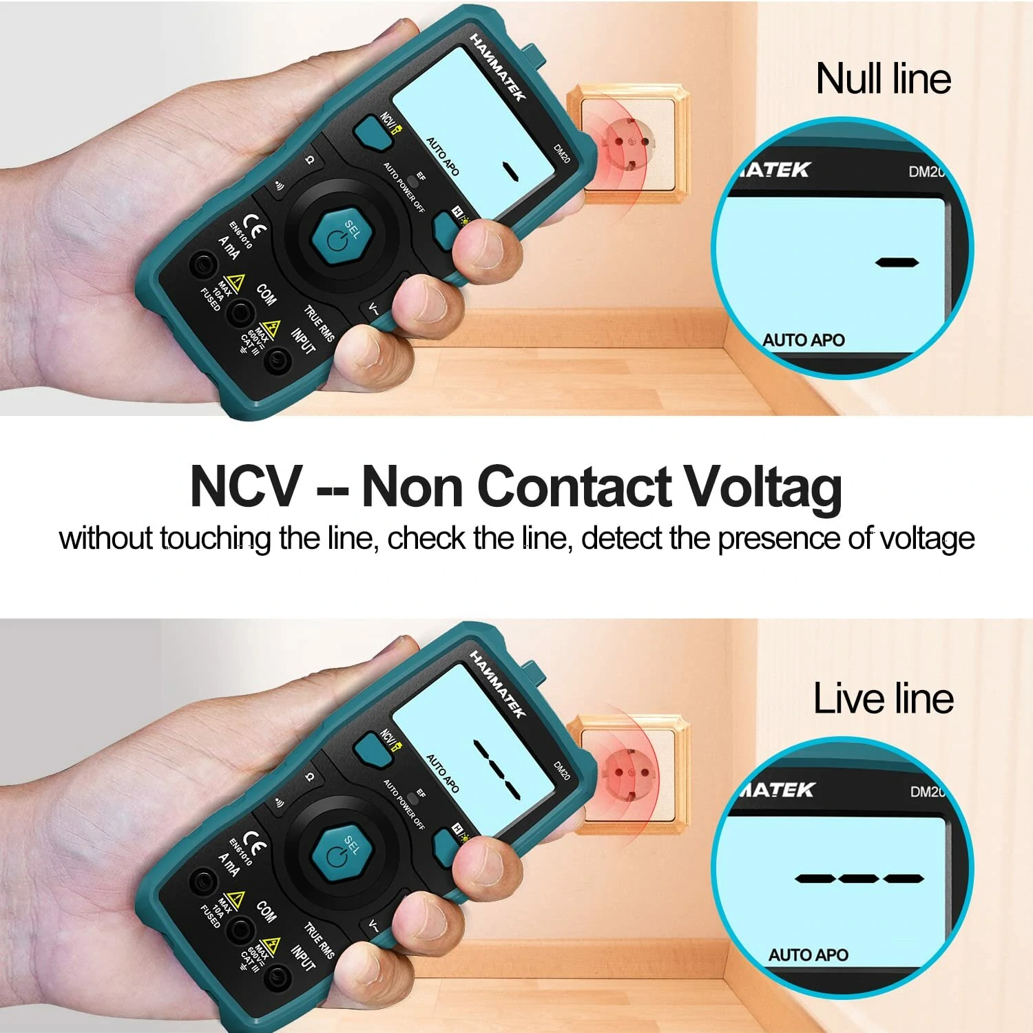 HANMATEK DM20 Digital Multimeter | Auto-Ranging 6000 Counts | NCV Voltage Tester - Image 3