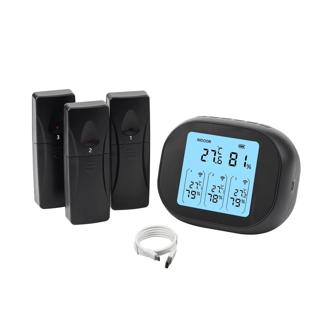 3-in-1 Wireless Hygrometer | Indoor Outdoor Temperature Humidity Gauge | 433Mhz 100m Range & USB Charging - Image 3
