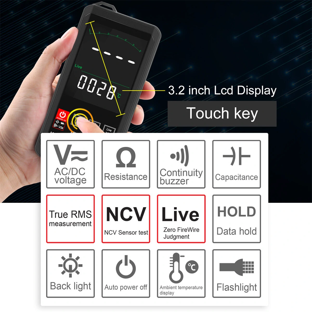 Kaemeasu KM-DM06A Digital Multimeter - 6000 Counts True RMS | Color Touch Screen - Image 3