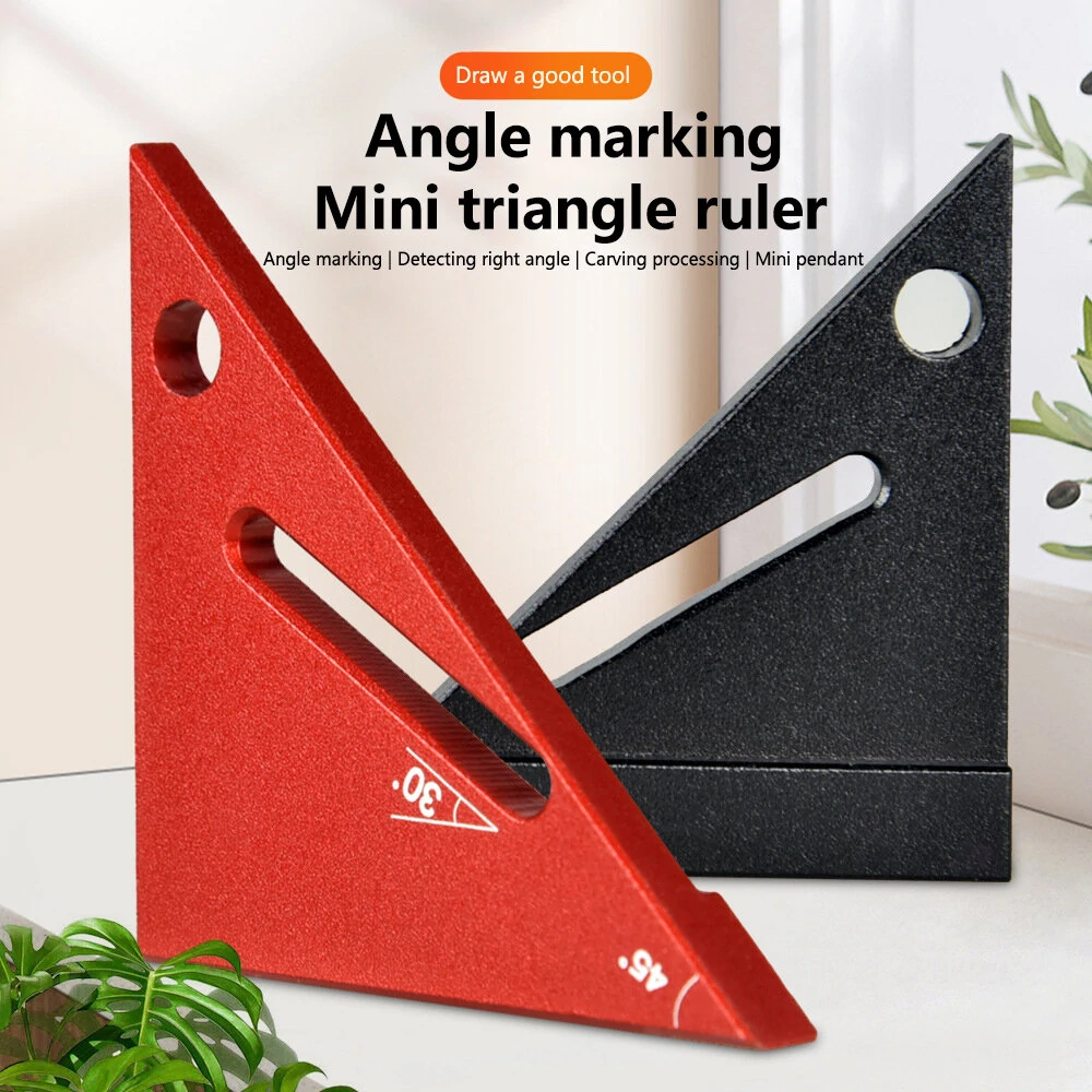 Mini Aluminum Alloy Woodworking Triangle Ruler | Compact Right Angle Tool in Inches - Image 2