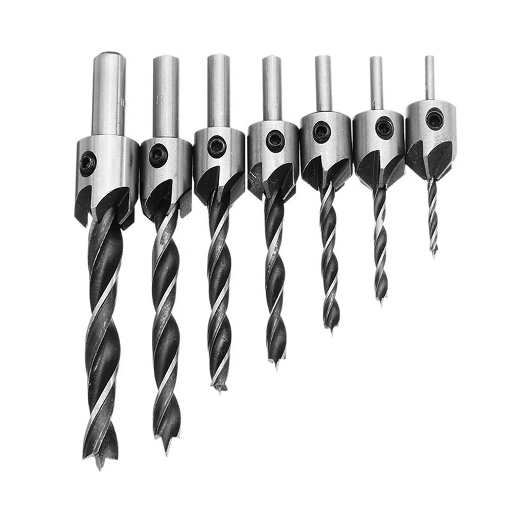 Drillpro 7pcs HSS 5-Flute Countersink Drill Bit Set | 3-10mm for Woodworking - Image 2