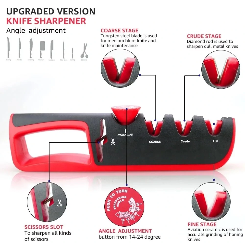 MYVIT 4-Stage Knife Sharpener Stone - Angle Adjustable Kitchen Scissors & Tool Grinder - Image 4
