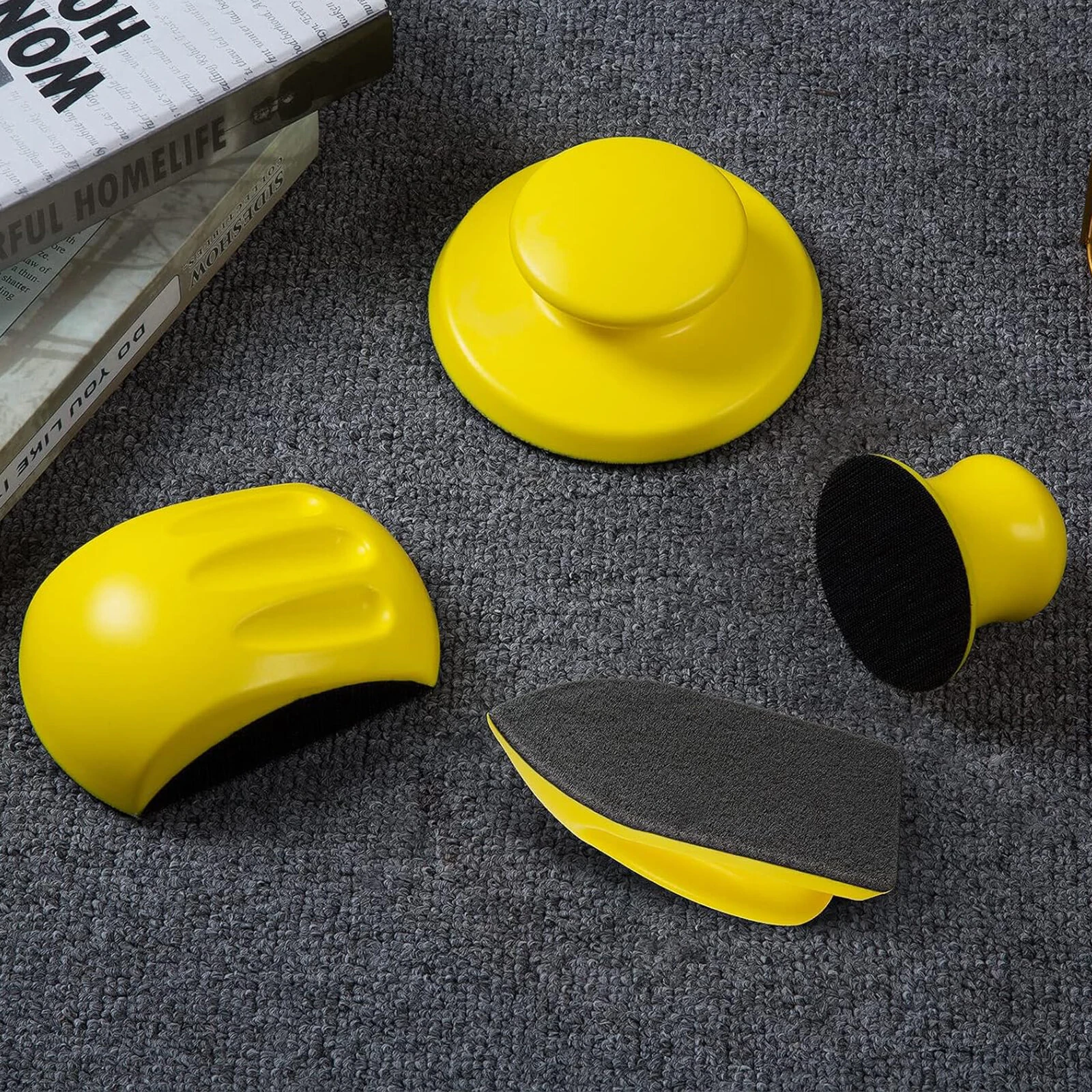 4 PCS 5 Inch Round Hand Sanding Blocks with Hook and Loop | Wood Furniture Restoration & Home Crafts - Image 4