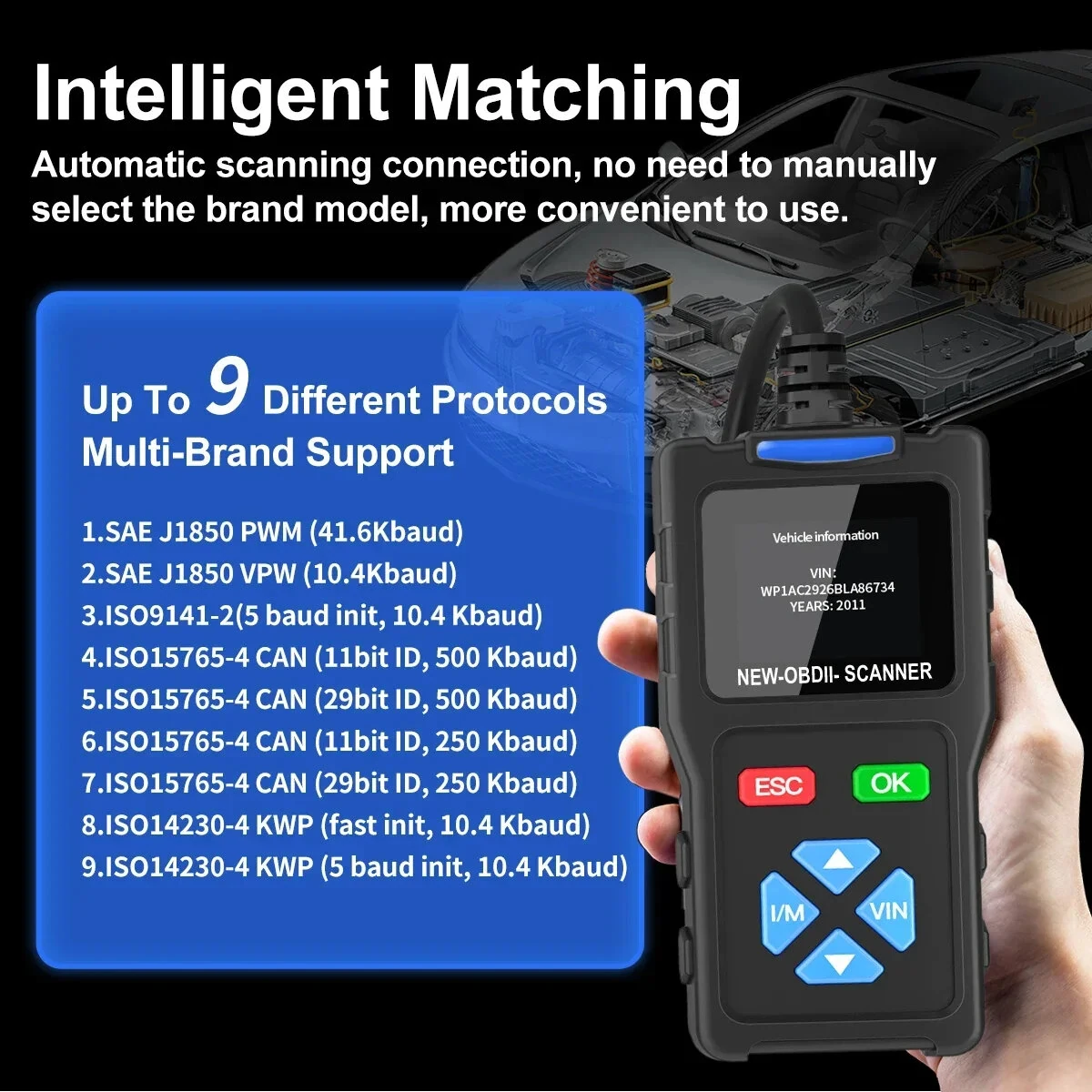 JDiag T100 OBD2 Scanner - Professional Diagnostic Tool - Code Reader & Real-Time Data - Image 3