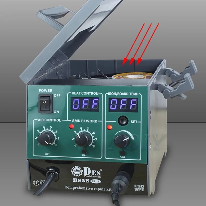 H92B 1600W 2-in-1 Soldering Station | High Frequency Thermostat & Hot Air Gun - Image 3