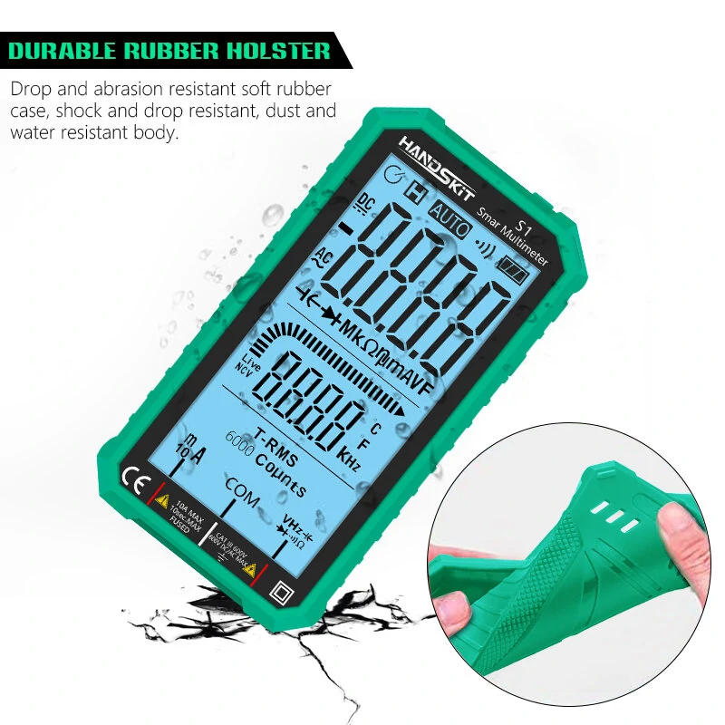 ES Digital Multimeter - 6000 Count True RMS Auto-Ranging - Capacitance Temp Resistance Transistor Tester - Image 3