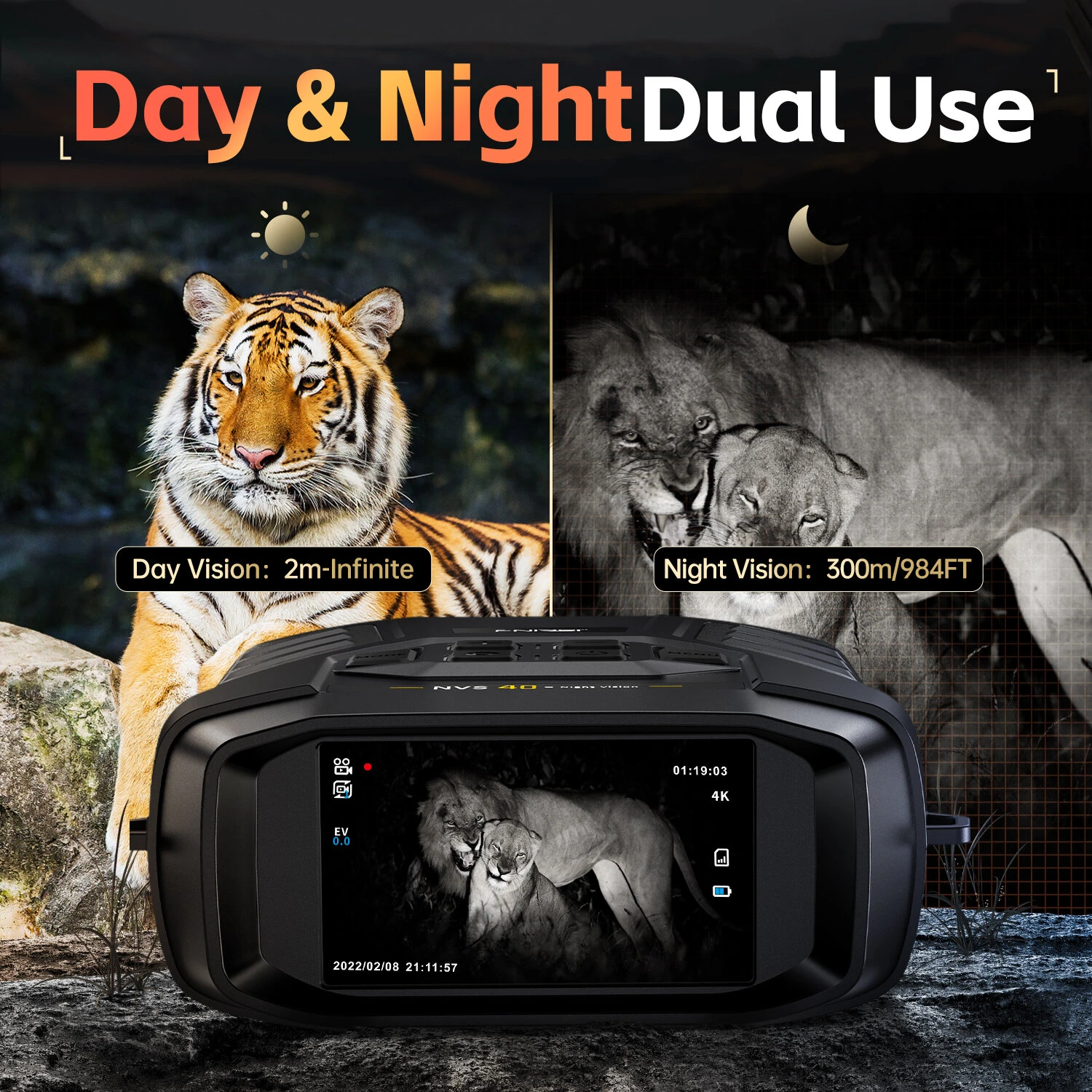 FNIRSI NVS-40 4K Full Color Night Vision Device | 6X Zoom 300m Range - Image 3