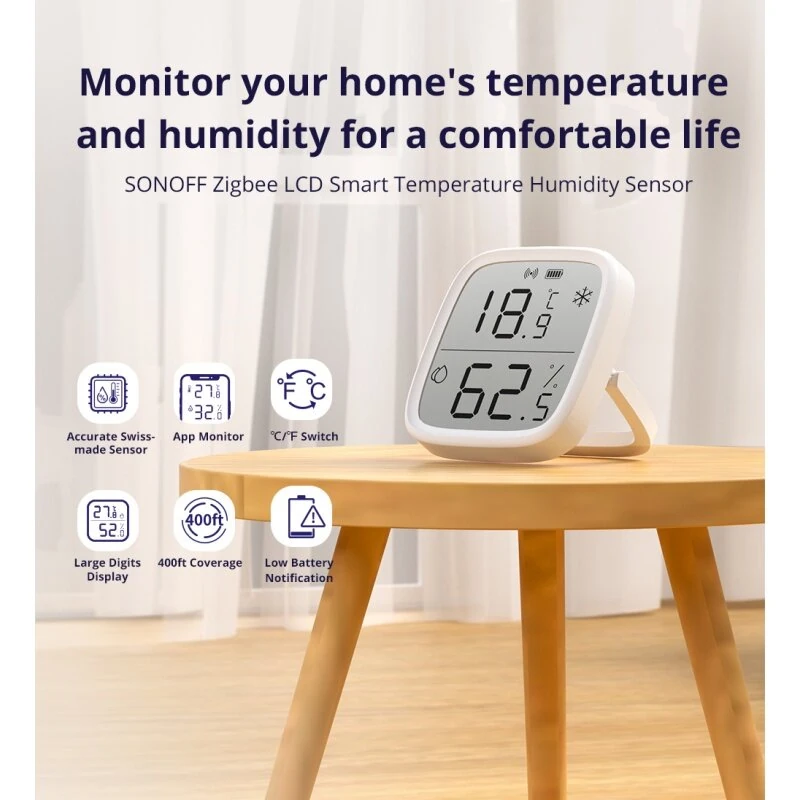 SONOFF SNZB-02D Smart Temperature Humidity Sensor - 4 Pack | LCD Display & Real-Time App Monitoring - Image 2